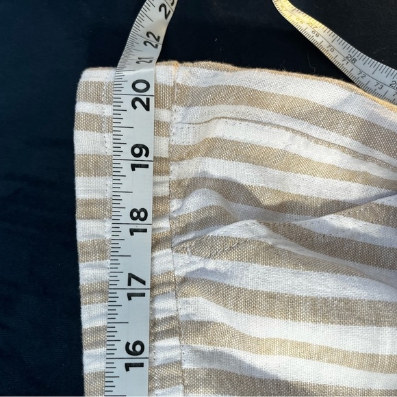 J Crew Linen Shorts White Khaki Striped Drawstring NWT Pockets Women’s Size XXL - Picture 9 of 9